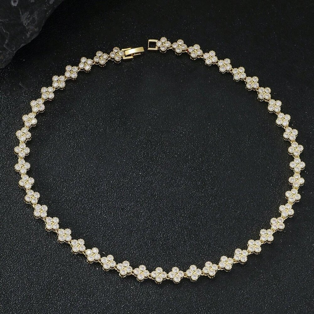 Elegant Women's Flower Brass Luxury Jewelry Set